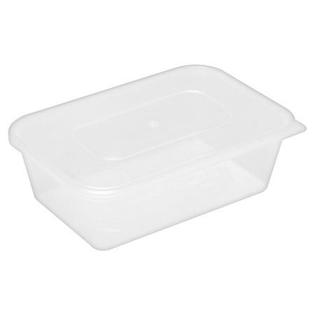Plastic Microwave Containers & Lids 500cc x 50 Takeaway Food 